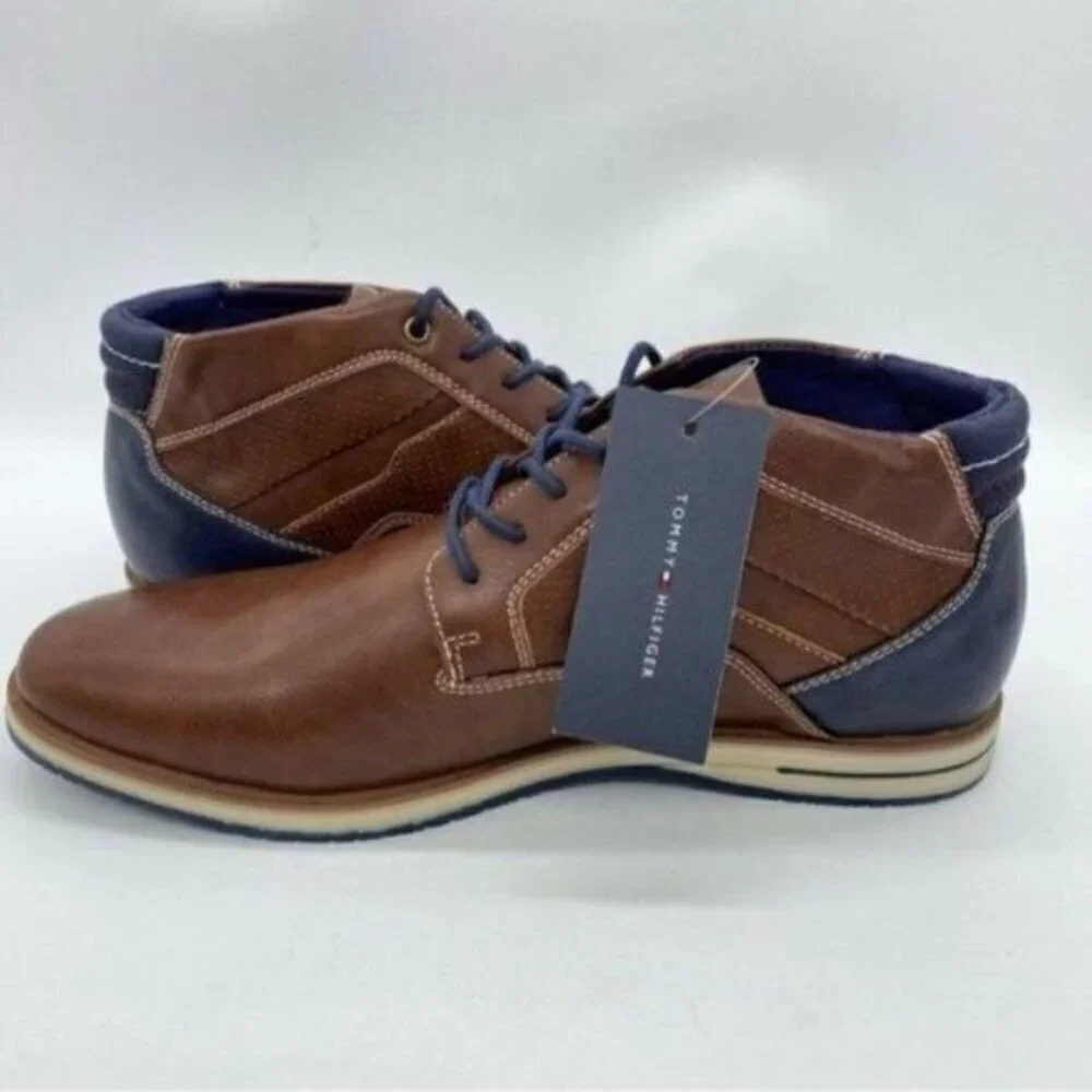 Tommy Hilfiger Boots Mens Leather Lace Up Ulan Chukka Size 10